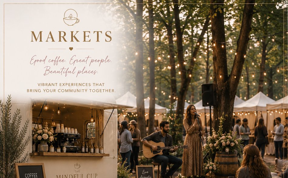 Festival and market crowd enjoying The Mindful Cup