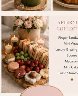 Afternoon grazing board with finger sandwiches and fruit