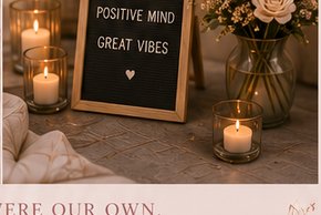 Letter board reading Good Coffee Positive Mind Great Vibes